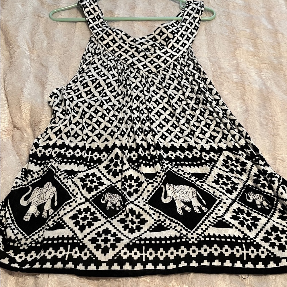 Black and White Elephant Print Dress